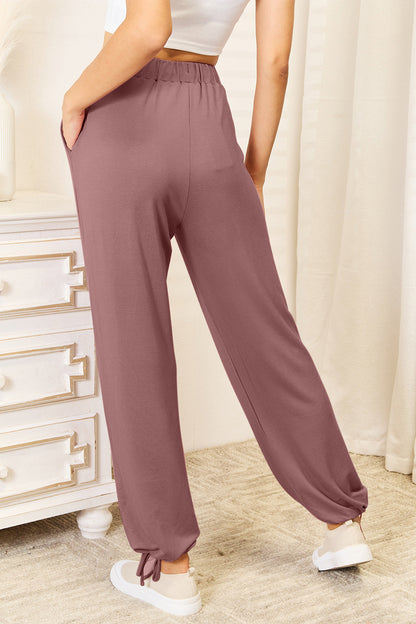 Basic Bae Full Size Soft Rayon Drawstring Waist Pants with Pockets - Heritage Couture  