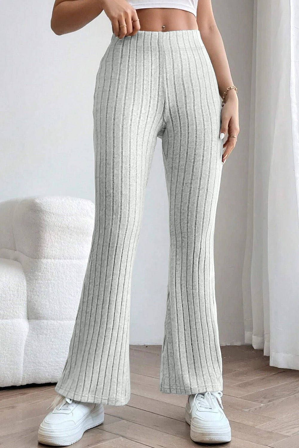 Basic Bae Full Size Ribbed High Waist Flare Pants - Heritage Couture  