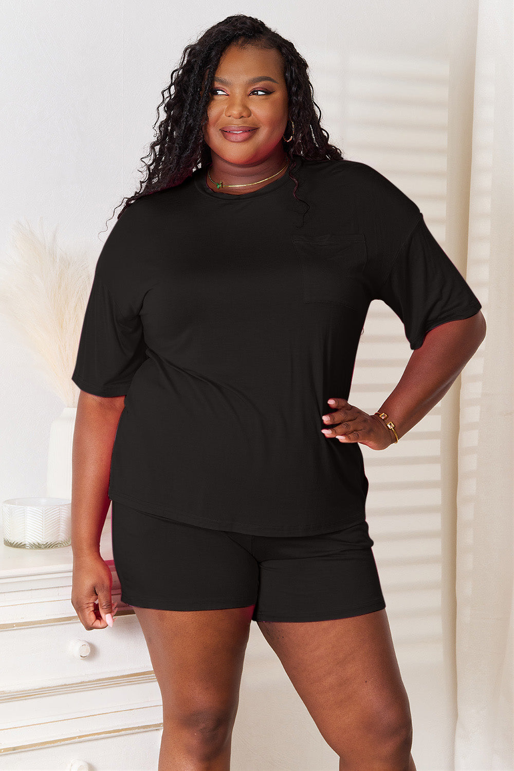 Basic Bae Full Size Soft Rayon Half Sleeve Top and Shorts Set - Heritage Couture  
