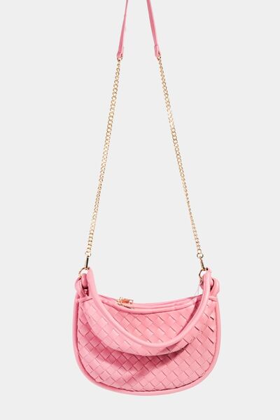 Fame PU Leather Basket Weave Half Moon Bag - Heritage Couture  