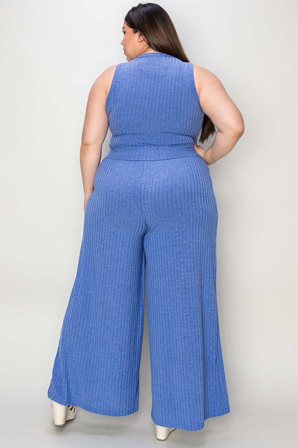 Basic Bae Full Size Ribbed Tank and Wide Leg Pants Set - Heritage Couture  