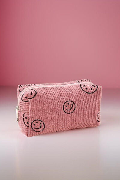 Zenana Smiley Face Corduroy Cosmetic Pouch - Heritage Couture  