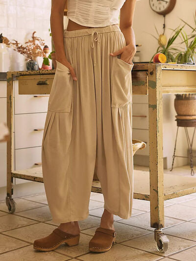 Full Size Wide Leg Pants with Pockets - Heritage Couture  