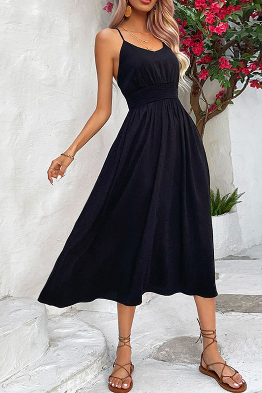 Perfee Spaghetti Strap Scoop Neck Midi Dress - Heritage Couture  