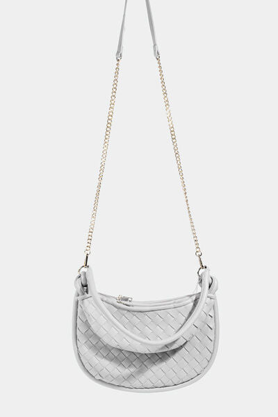 Fame PU Leather Basket Weave Half Moon Bag - Heritage Couture  