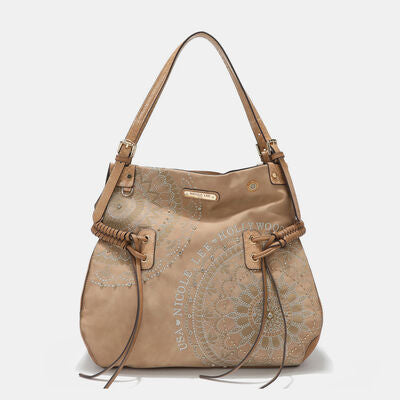 Nicole Lee USA Side Braided Tassel Inlaid Rhinestone Embroidery Hobo Bag - Heritage Couture  