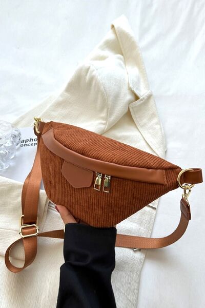 Zenana Corduroy Crossbody Bag with Removable Strap - Heritage Couture  