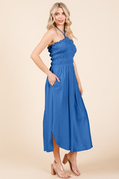 Culture Code Tie Back Shirring Dress with Pockets - Heritage Couture  