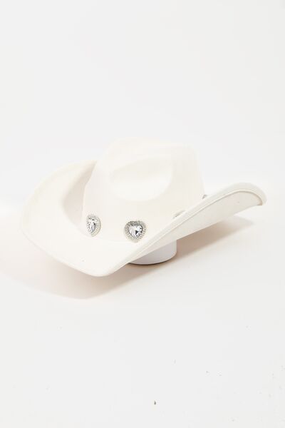 Fame Rhinestone Pave Heart Cowboy Hat - Heritage Couture  