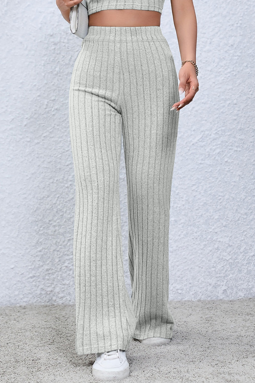 Basic Bae Full Size Ribbed High Waist Flare Pants - Heritage Couture  