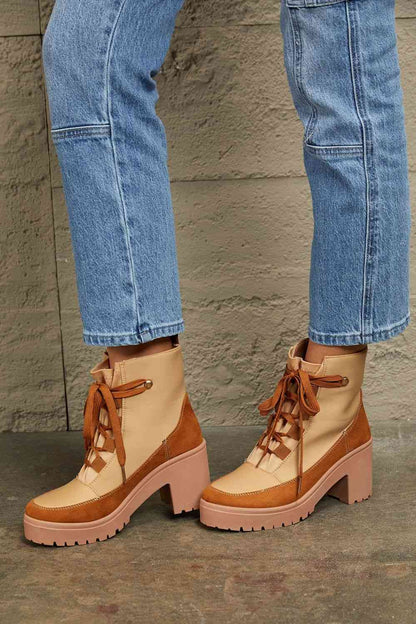 East Lion Corp Lace Up Lug Booties - Heritage Couture  
