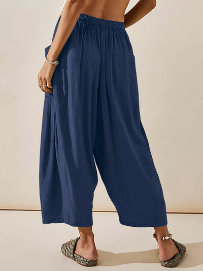 Full Size Wide Leg Pants with Pockets - Heritage Couture  