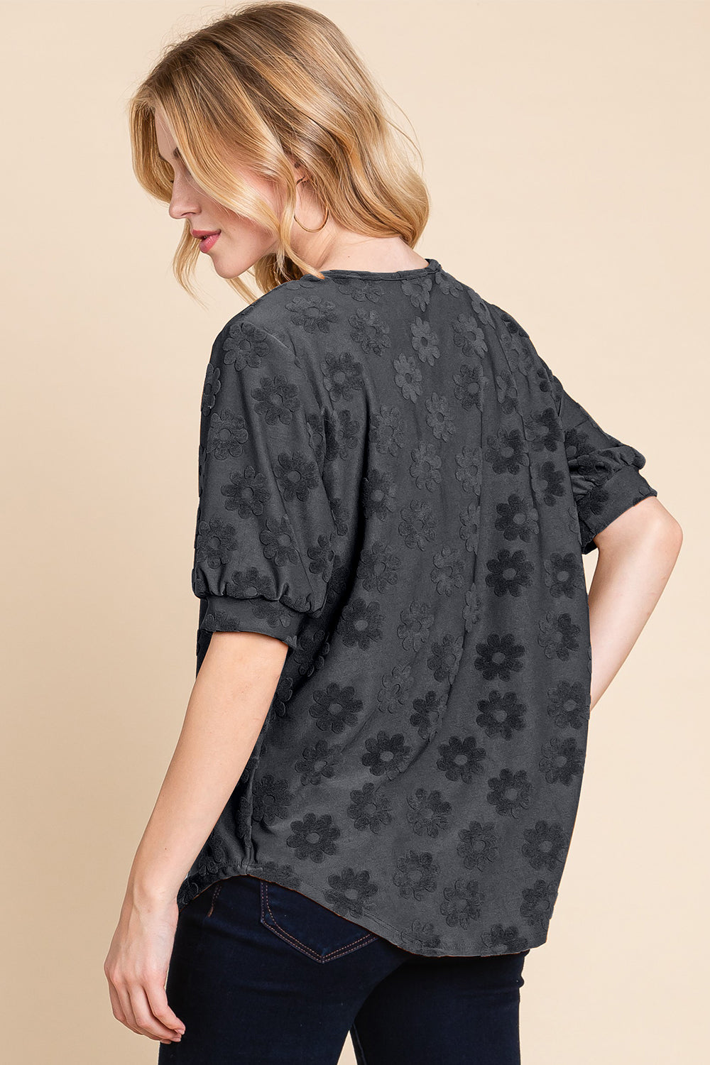 BOMBOM Textured Floral Pattern Top - Heritage Couture  