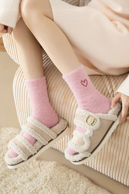Gossamer Pink Valentine's Day Heart Thick Soft Socks - Heritage Couture  