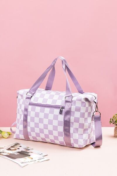 Zenana Checkered Multi-Pocket Travel Bag - Heritage Couture  