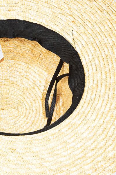Fame Flat Brim Straw Weave Hat - Heritage Couture  