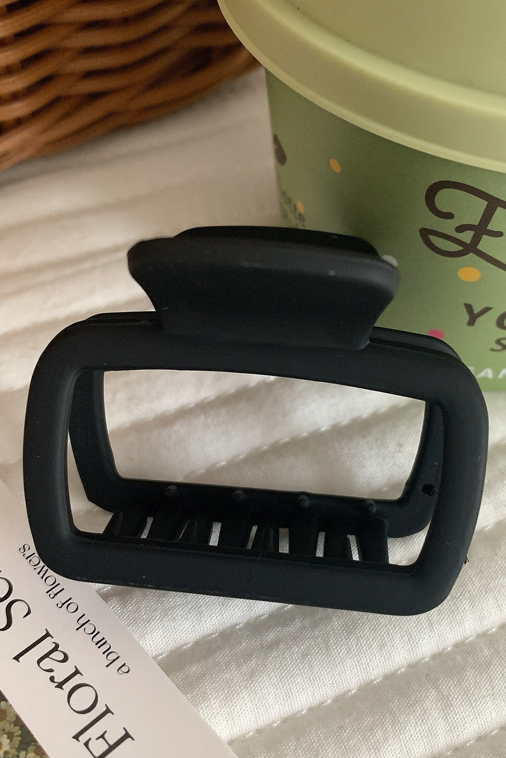 Black Square Frosted Rectangle Hair Clip - Heritage Couture  