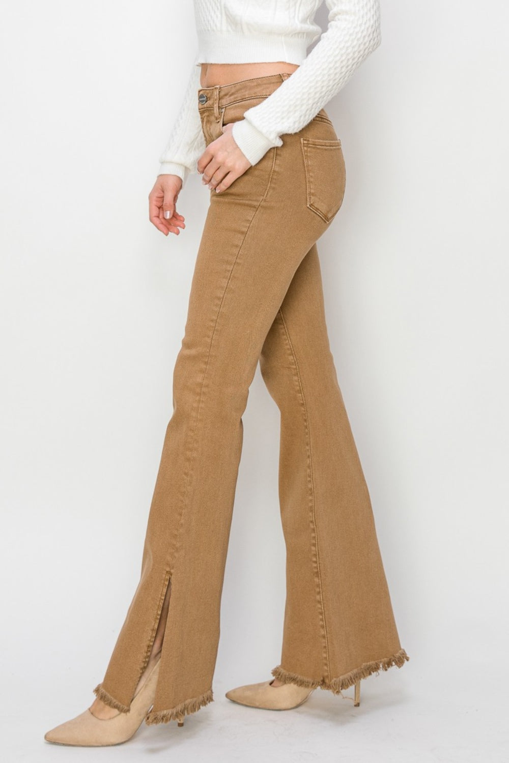 RISEN Bailey Full Size High Waist Side Slit Flare Jeans - Heritage Couture  