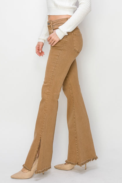 RISEN Bailey Full Size High Waist Side Slit Flare Jeans - Heritage Couture  