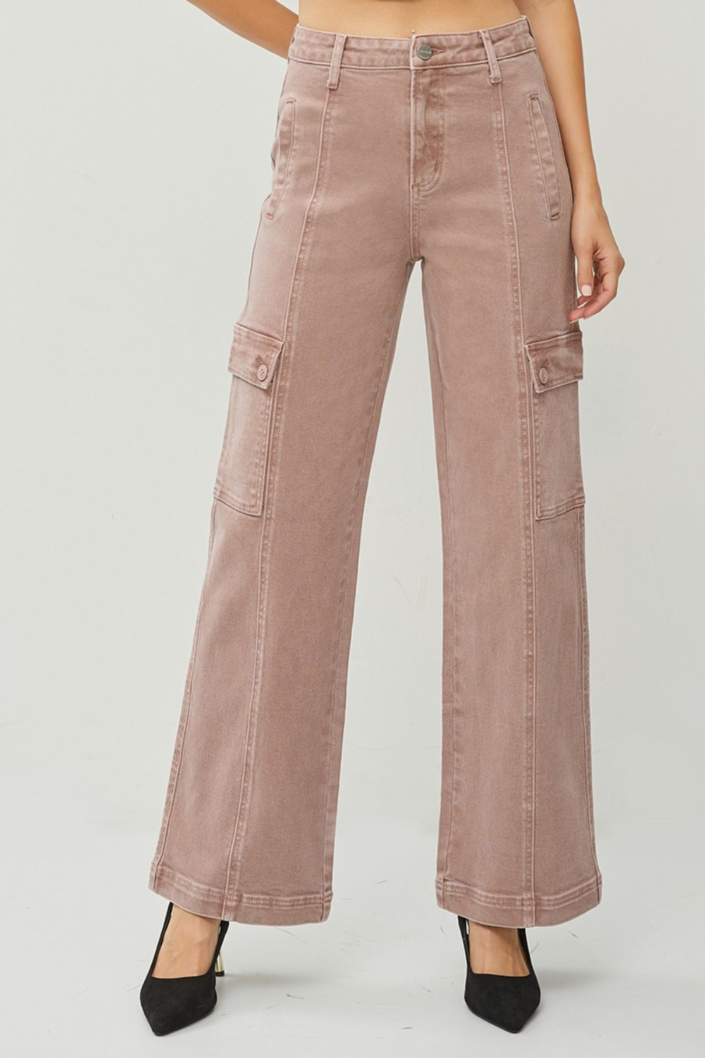 RISEN Full Size High Rise Wide Leg Cargo Jeans - Heritage Couture  