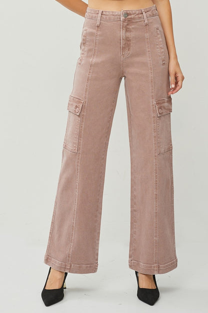 RISEN Full Size High Rise Wide Leg Cargo Jeans - Heritage Couture  