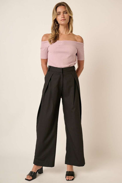 Mittoshop Deep Pleated High Waisted Wide Leg Pants - Heritage Couture  