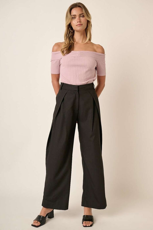 Mittoshop Deep Pleated High Waisted Wide Leg Pants - Heritage Couture  