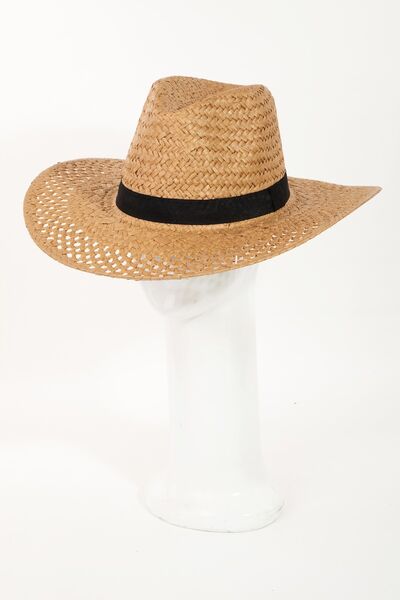 Fame Basket Weave Straw Sun Hat - Heritage Couture  