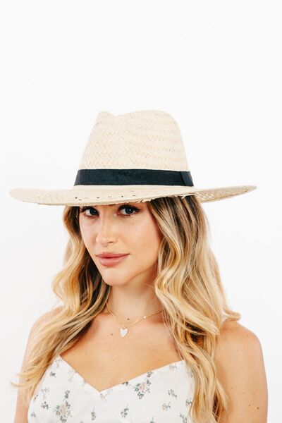 Fame Basket Weave Straw Sun Hat - Heritage Couture  