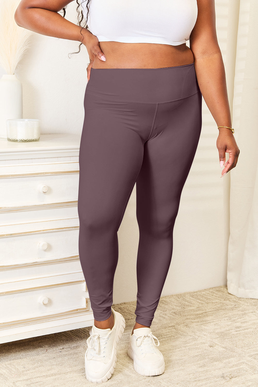 Double Take Wide Waistband Sports Leggings - Heritage Couture  