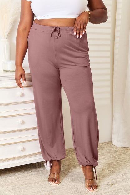 Basic Bae Full Size Soft Rayon Drawstring Waist Pants with Pockets - Heritage Couture  