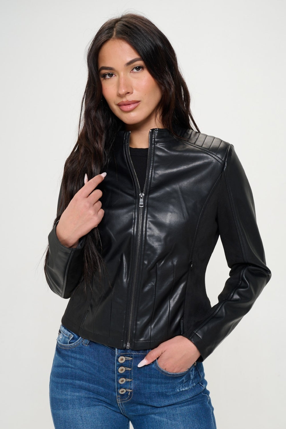 Coalition LA Zip Up Vegan Moto Jacket - Heritage Couture  