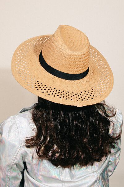 Fame Basket Weave Straw Sun Hat - Heritage Couture  
