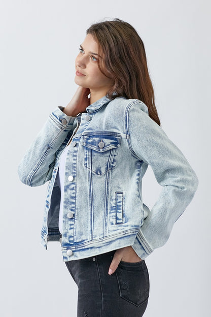 RISEN Button Up Washed Denim Jacket - Heritage Couture  