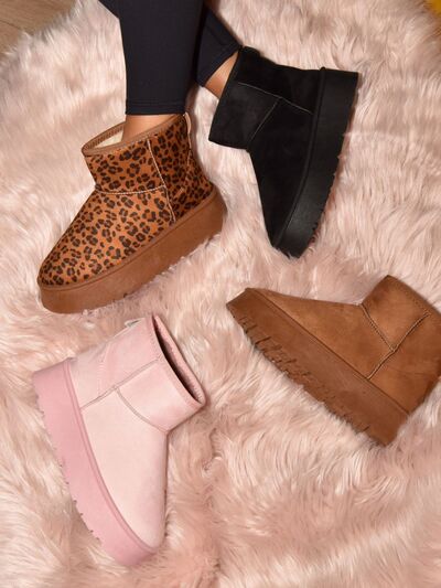WILD DIVA Thermal Furry Leopard Platform Booties - Heritage Couture  