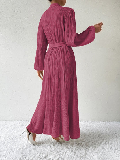 Honey Tie Waist Long Sleeve Dress - Heritage Couture  