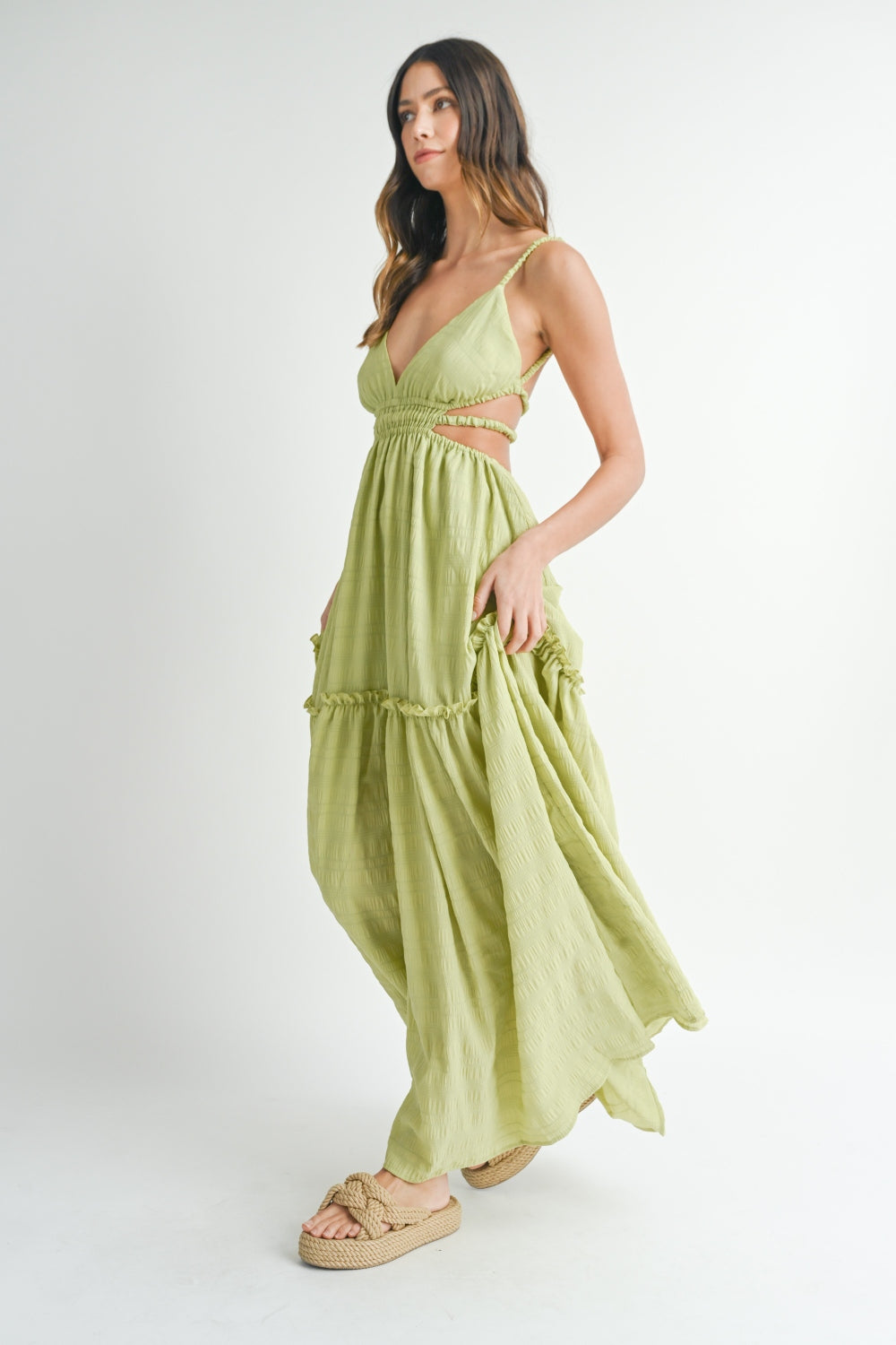 MABLE Cutout Waist Backless Maxi Dress - Heritage Couture  