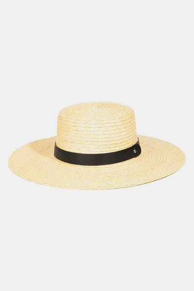 Fame Flat Brim Straw Weave Hat - Heritage Couture  