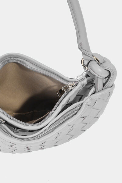 Fame PU Leather Basket Weave Half Moon Bag - Heritage Couture  