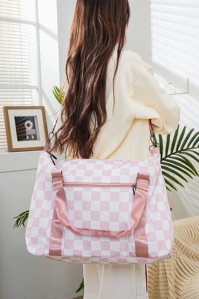 Zenana Checkered Multi-Pocket Travel Bag - Heritage Couture  