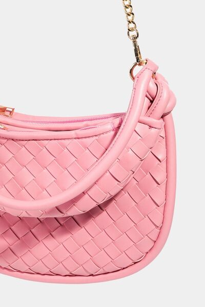 Fame PU Leather Basket Weave Half Moon Bag - Heritage Couture  