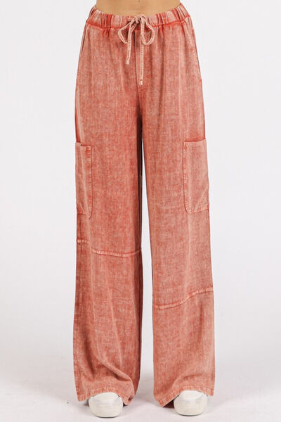 Mittoshop Mineral Wash Drawstring Elastic Waist Pants - Heritage Couture  