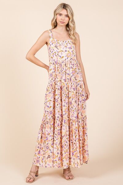 Mittoshop Flower Print Tiered Sleeveless Empire Maxi Dress - Heritage Couture  