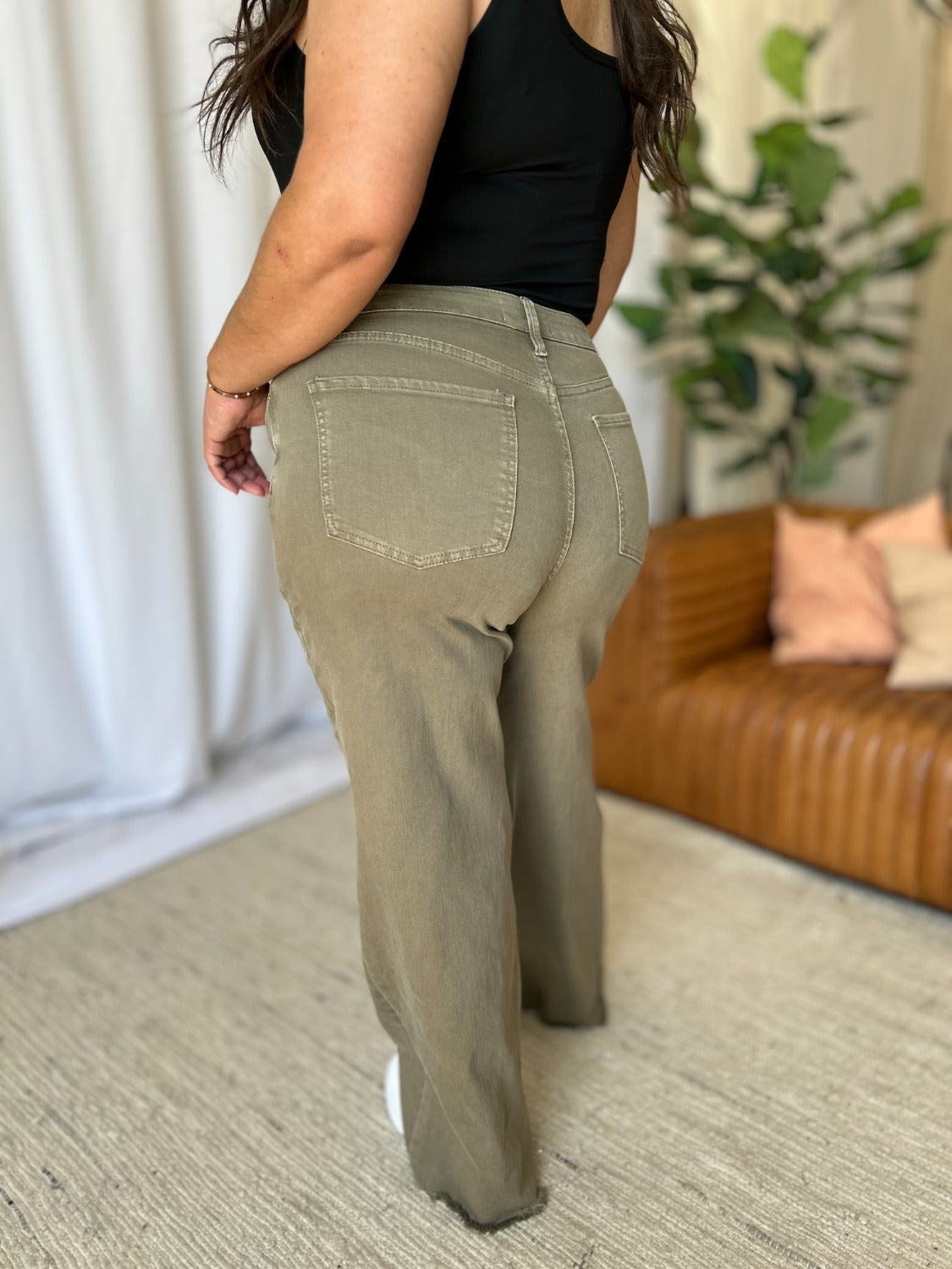 RFM Full Size High Rise Garment Dye Wide Leg  Jeans - Heritage Couture  