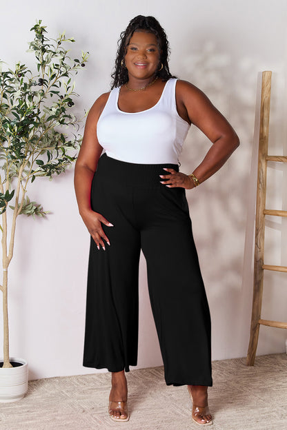 Basic Bae Full Size Smocked Wide Waistband Wide Leg Pants - Heritage Couture  