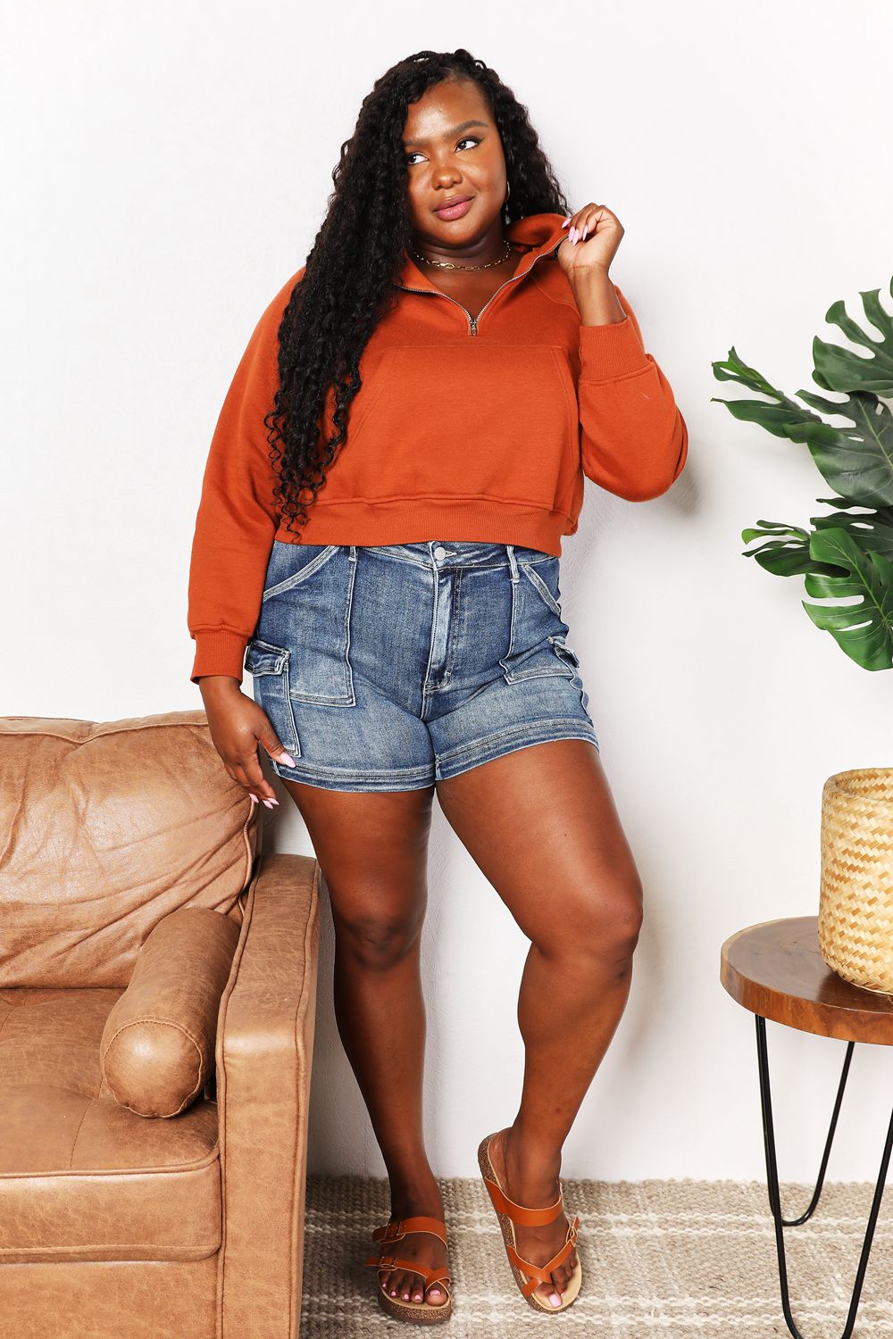 Double Take Half-Zip Long Sleeve Hoodie - Heritage Couture  