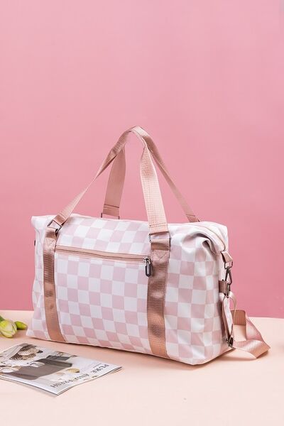 Zenana Checkered Multi-Pocket Travel Bag - Heritage Couture  