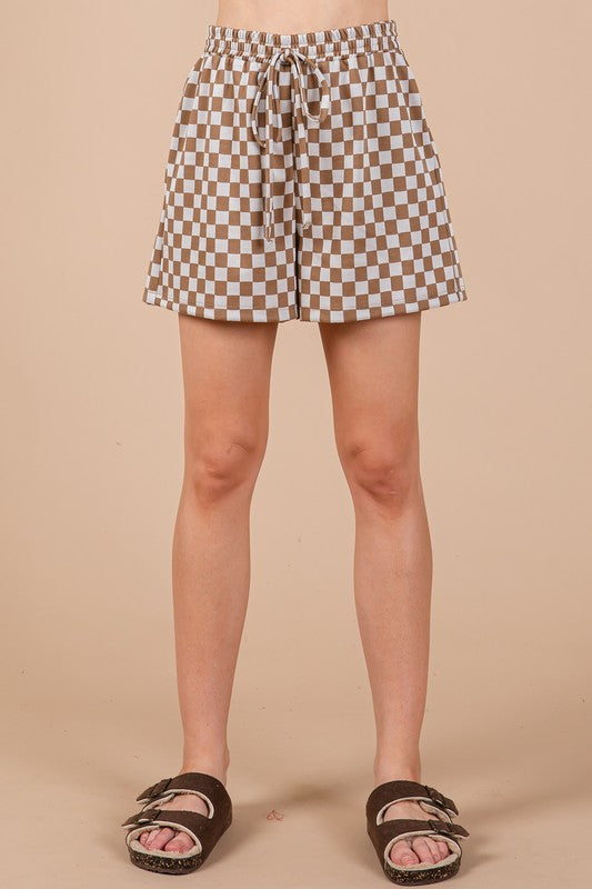 Ces Femme Checkered Round Neck Top and Shorts Set - Heritage Couture  