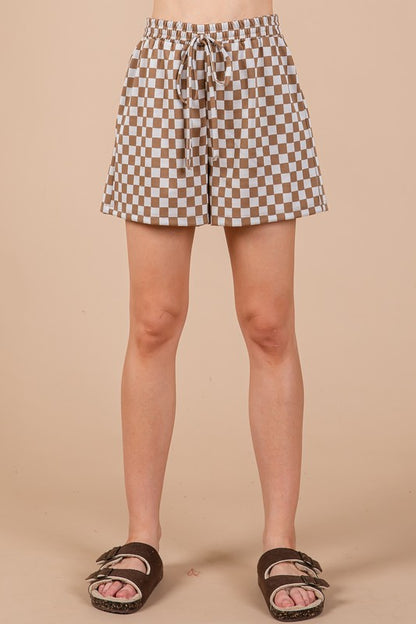 Ces Femme Checkered Round Neck Top and Shorts Set - Heritage Couture  