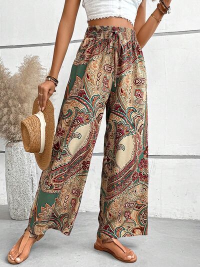 Printed Wide Leg Pants - Heritage Couture  